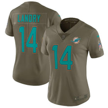 Load image into Gallery viewer, Jarvis Landry #14 Miami Dolphins Women's Olive Salute to Service Limited Jersey