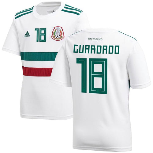 Andres Guardado #18 Mexico National Team Youth White/Green 2018 Away Replica Player Jersey