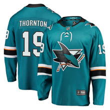 Load image into Gallery viewer, Fanatics Branded Joe Thornton San Jose Sharks Teal Breakaway Jersey