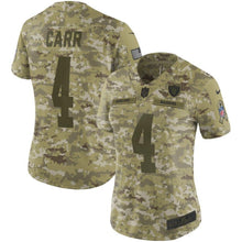 Load image into Gallery viewer, Derek Carr #4 Oakland Raiders Women's Camo Salute to Service Limited Jersey