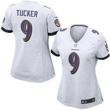 Load image into Gallery viewer, Justin Tucker #9 Baltimore Ravens Women's White Game Jersey