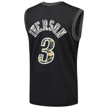 Load image into Gallery viewer, Allen Iverson #3 Philadelphia 76ers Black 2000-01 Straight Fire Camo Mens Swingman Jersey
