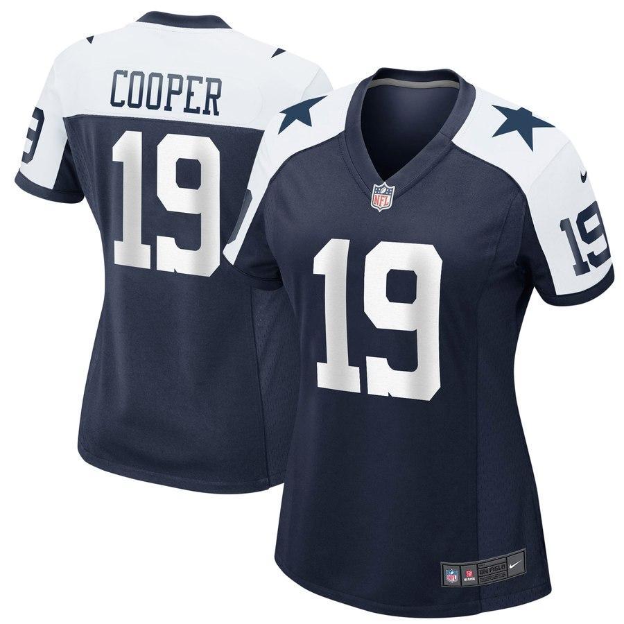 Amari Cooper #19 Dallas Cowboys Women's Navy Throwback Game Jersey