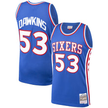Load image into Gallery viewer, Darryl Dawkins #53 Philadelphia 76ers Royal 1976-77 Hardwood Classics Mens Swingman Jersey