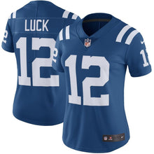 Load image into Gallery viewer, Andrew Luck #12 Indianapolis Colts Women&#39;s Royal Color Rush Limited Jersey