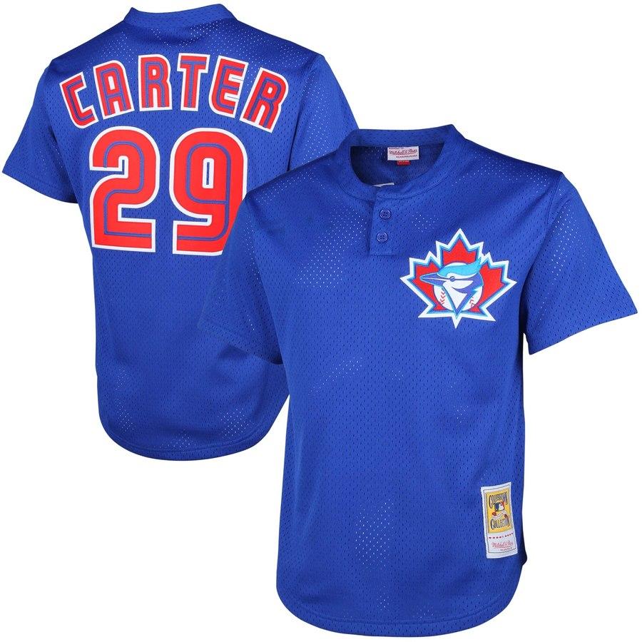 1997 Joe Carter Toronto Blue Jays Royal Cooperstown Mesh Batting Practice Jersey