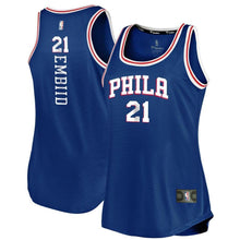Load image into Gallery viewer, Joel Embiid #21 Philadelphia 76ers Women's Royal Fast Break Tank Jersey
