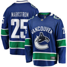 Load image into Gallery viewer, Fanatics Branded Jacob Markstrom Vancouver Canucks Blue Breakaway Player Jersey