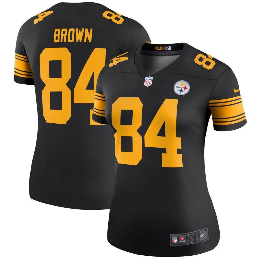 Antonio Brown #84 Pittsburgh Steelers Women's Black Color Rush Legend Jersey