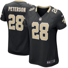 Load image into Gallery viewer, Adrian Peterson #28 New Orleans Saints Women's Black Game Jersey