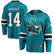 Load image into Gallery viewer, Fanatics Branded Gustav Nyquist San Jose Sharks Teal Breakaway Player Jersey