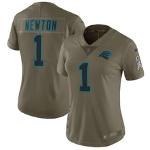 Load image into Gallery viewer, Cam Newton #1 Carolina Panthers Women's Olive Salute to Service Limited Jersey