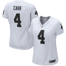 Load image into Gallery viewer, Derek Carr #4 Oakland Raiders Women's White/Black Game Jersey