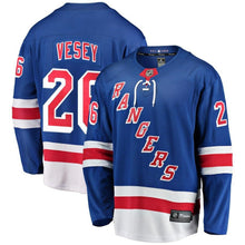 Load image into Gallery viewer, Fanatics Branded Jimmy Vesey New York Rangers Blue Home Breakaway Player Jersey
