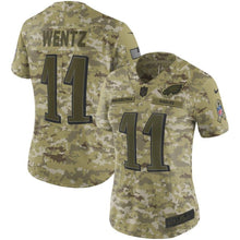 Load image into Gallery viewer, Carson Wentz #11 Philadelphia Eagles Women's Camo Salute to Service Limited Jersey
