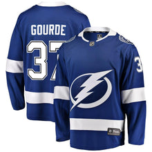 Load image into Gallery viewer, Fanatics Branded Yanni Gourde Tampa Bay Lightning Blue Home Breakaway Player Jersey
