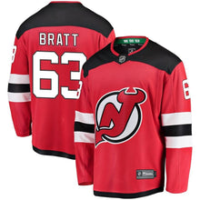 Load image into Gallery viewer, Fanatics Branded Jesper Bratt New Jersey Devils Red Home Breakaway Player Jersey