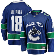 Load image into Gallery viewer, Fanatics Branded Jake Virtanen Vancouver Canucks Blue Breakaway Player Jersey