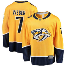 Load image into Gallery viewer, Fanatics Branded Yannick Weber Nashville Predators Gold Breakaway Player Jersey
