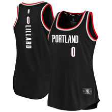 Load image into Gallery viewer, Damian Lillard #0 Portland Trail Blazers Women's Black Fast Break Tank - Icon Edition